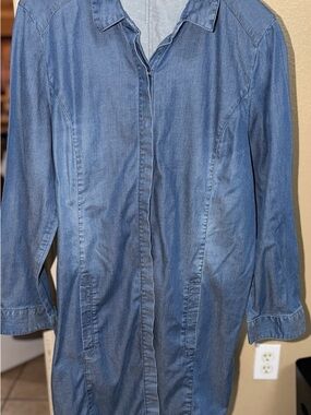 Chico's Light Blue Denim Midi Shirt Dress